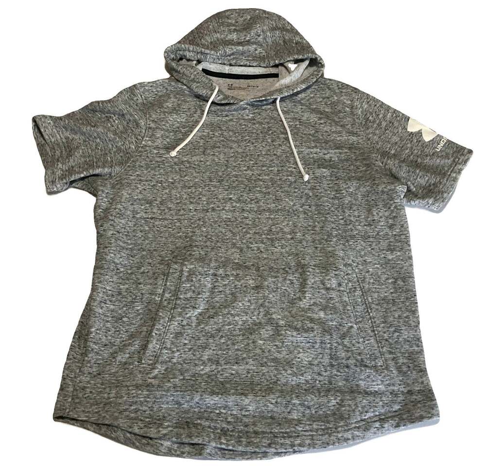Under Armour Hoodie Short Sleeve Womens Gray W/ Pockets Athletic Workout sz Med